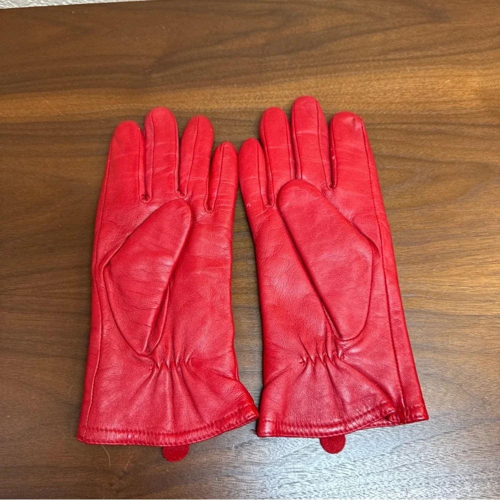 Thinsulate Women’s Genuine Leather Gloves Sz L/XL Red‎ Lined Driving Classic